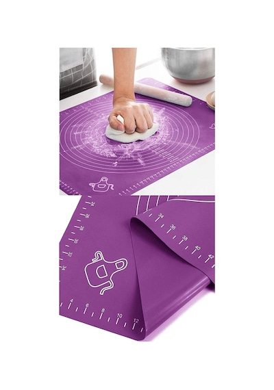 Mor Silikon Hamur Açma Matı Büyük Boy 50x40