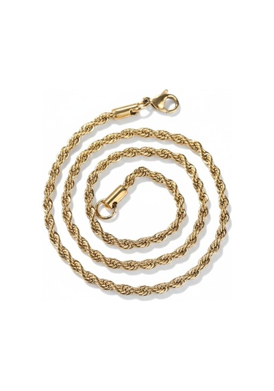 Gees Global 4mm Unisex Burgu Halat Zincir Kolye Gold Kaplama 60 Cm Gbzs