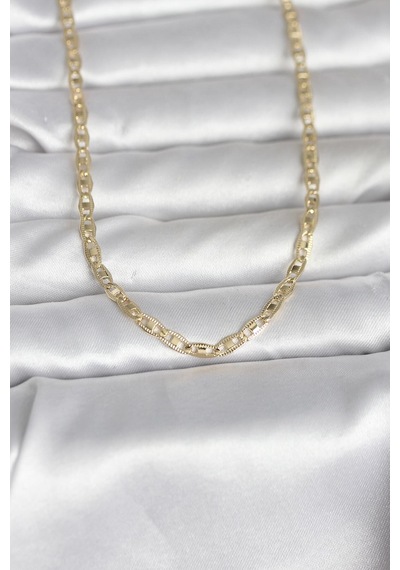 Cm 14k Gold Renk Lazer Kesim Zincirli Model 60 Cm Kadın Kolye - Altın