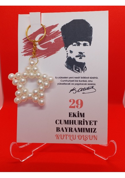 Sevimli Tasarımlar Yıldız Anahtarlık-29 Ekim Temalı