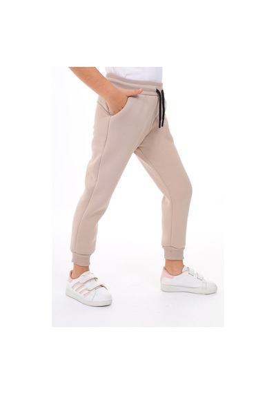 Kız Çocuk Nakış Baskılı Beli Paçası Lastikli Cepli Basic Jogger Eşofman Altı 3 İplik Şardonlu Bej Kız Çocuk Nakış Baskılı Beli Paçası Lastikli Cepli Basic Jogger Eşofman Altı 3 İplik Şardonlu Bej