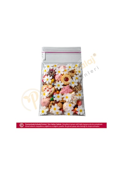 Papatya Desenli Bantlı Opp Poşet 10x15 Cm - 100 Adet