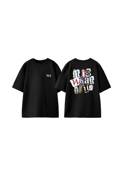Thewert İt İs What İt İs Tasarım Sırt Baskılı Pamuk Siyah Oversize T-shirt