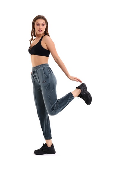 Winmoda34 Kadife Eşofman Jogger Petrol-yeşili