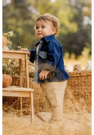 Miniğimin Cicileri Minigimin Cicileri Lion Nakışlı Denim Ceket 3'lü Erkek Bebek ... Mavi