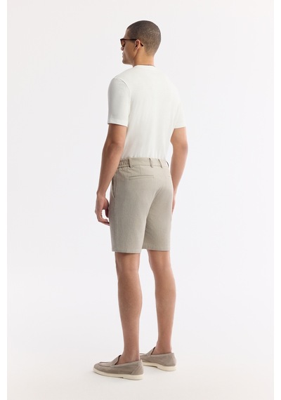 Avva Erkek Bej Yanı Lastikli Gofreli Bi-stretch Slim Fit Chino Şort A51y3730