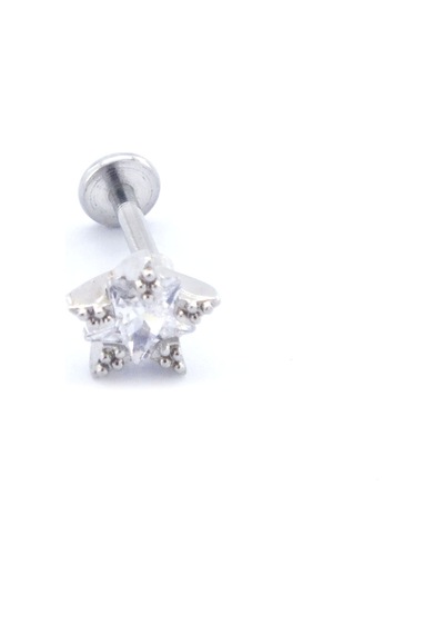 Ferizz 316l Çelik Zirkon Taşlı Yıldız Şekilli Piercing Prc-177 Gümüş