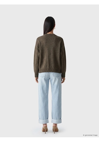 LC Waikiki Lcw Everyday Kahverengi V Yaka Kadın Triko Hırka Brown