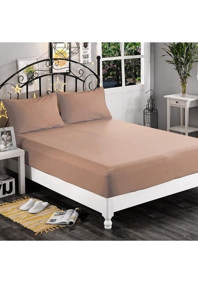 Aslans Ranforce Tek Kişilik Lastikli Kumaş Çarşaf Seti 100x200 Sütlü Kahve
