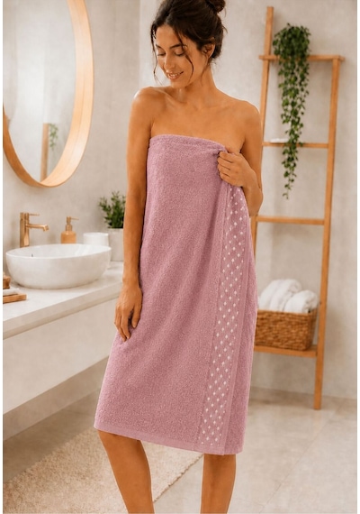 Boncuk Desenli Banyo Havlusu Gül Kurusu