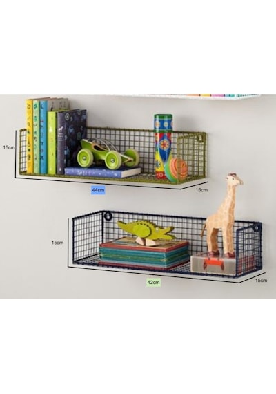 Metal Mutaf Banyo Duvar Rafı 2 'Li Set Wd-101 Siyah