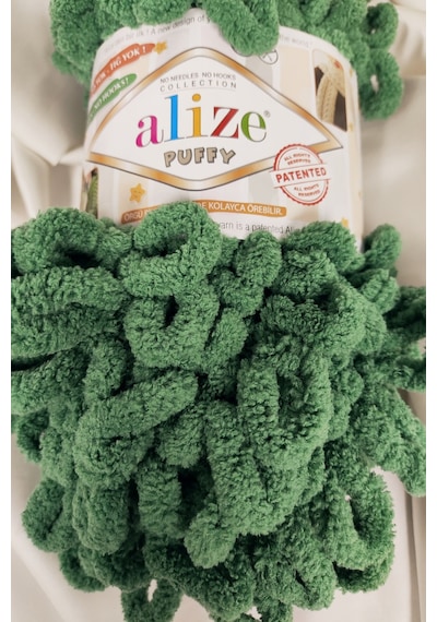 Puffy Çam Yeşili El Örgü İpi 100gr. 9mt. 5'li Paket - Renk: 532