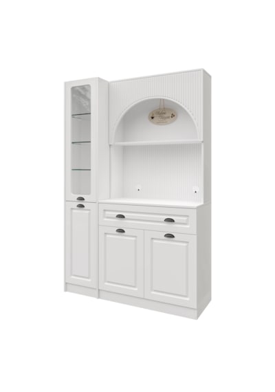 Guneystore Armoni Black Midi Kahve Köşesi Sol Vitrinli Komple Mdf Beyaz