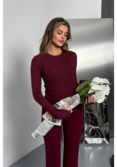 Balenbi Kadın Buzzy Parmak Geçmeli Bisiklet Yaka Basic Body 1130 Bordo