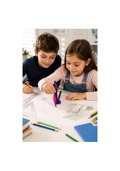 Sarı Plastik Pergel Kurşun Kalemli 1 Adet Maped Kidz 191611 Pergel Matematik Geometri Mimari Proje Teknik Çizim
