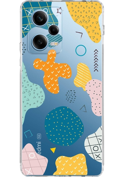 Xiaomi Redmi Note 12 Pro 5g Uyumlu Kamera Korumalı Geometrik Şekiller Şeffaf Kılıf Şeffaf