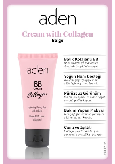 Aden Bb Cream With Collagen - Kolajenli Bb Krem 02 Beige Bej Çok Renkli