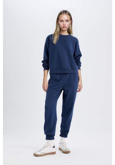 Defacto Regular Fit Normal Kalıp Basic İçi Kalın Polarlı Kadın Eşofman Takımı D8022AXNSNV241 - Lacivert