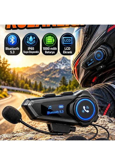 Bluetooth 5.3 Kask İnterkom Kulaklığı Ip65 Suya Dayanıklı, Lcd Ekranlı Ve 1000 Mah Bataryalı