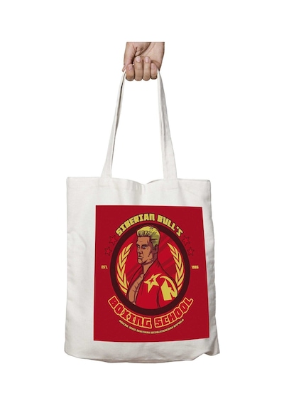Art Hediye Siberian Bulls Boxing School Ivan Drago Rocky Iv İki Tarafı Kalıcı Baskılı Yıkanabilir Çanta Çok Renkli