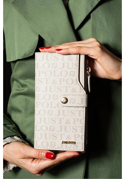 Just Polo Kadın 20 Kart Bölmeli Fermuarlı Ve Kapaklı Cüzdan Shopper Gri