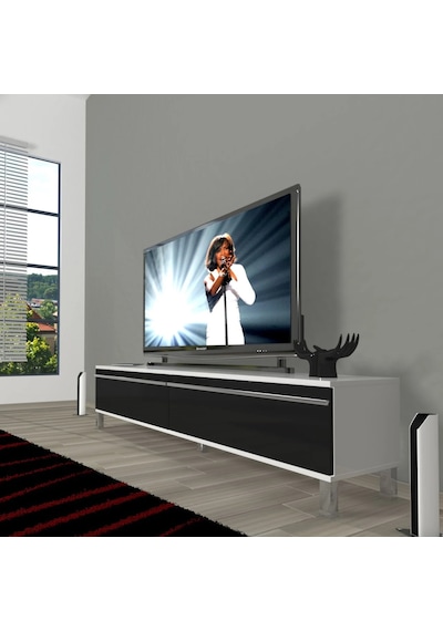 Decoraktiv Eko 140t Mdf Krom Ayaklı Tv Ünitesi Tv Sehpası - Beyaz - Siyah Beyaz - Siyah Decoraktiv Eko 140t Mdf Krom Ayaklı Tv Ünitesi Tv Sehpası - Beyaz - Siyah Beyaz - Siyah