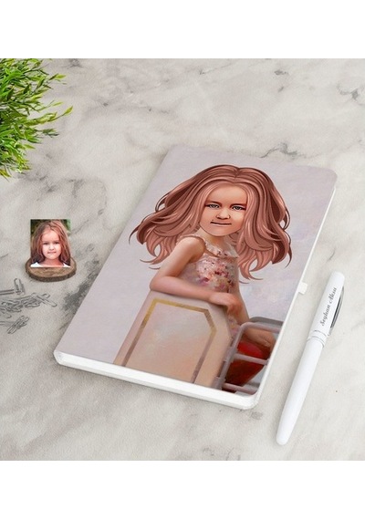 Kişiye Özel Kız Çocuk Illüstrasyon Tasarımlı Beyaz Defter Ve Kale (453315430)