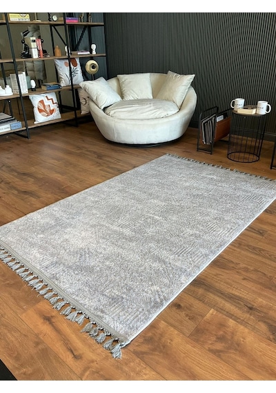 Saraz Halı Puffy Kabartma Desenli Yıkanabilir Kaymaz Taban Salon Halısı Mutfak Koridor Halısı S52
