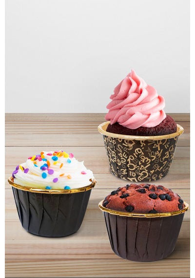 Dolphin Muffin Kek Kapsüslü Siyah-Altın 25Li