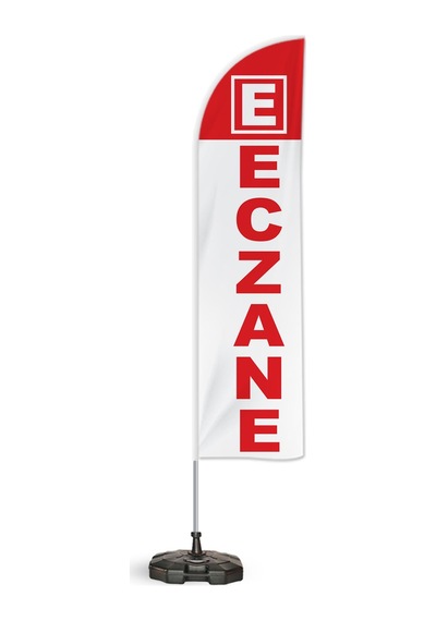 Eczane Yönlendirme Tanıtım ve Reklam Yelken Bayragı Beyaz Logolu