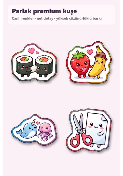 30 Adet Sevimli Arkadaşlık Sticker Seti - Laptop Defter Telefon Kılıfı Çok Renkli