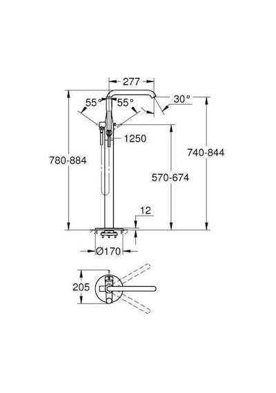 Grohe Essence 25248001 Yerden Küvet Bataryası Gri