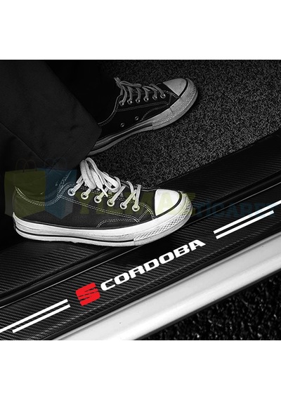 Seat Cordoba Logo Karbon Kapı Eşiği Koruma Oto Sticker 4 Parça