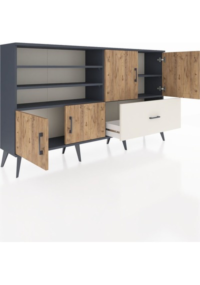 Arges Konsol 5 Raflı Tek Çekmeceli 4 Kapaklı 176x30x99 Antrasit-ç Antrasit-çam/aytaşı Arges Konsol 5 Raflı Tek Çekmeceli 4 Kapaklı 176x30x99 Antrasit-ç Antrasit-çam/aytaşı