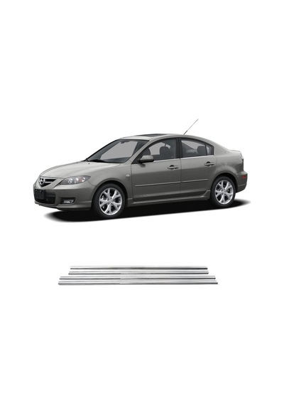 Mazda 3 Sedan Krom Cam Çıtası 4parça 2003-2009 Arası P.çelik