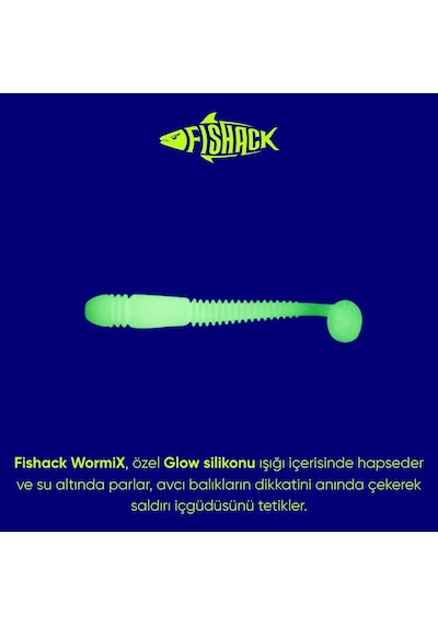 Silikon Kurt Yem - 1,1g 55mm - Fishack Wormix - 1 Adet - Uv - Beyaz