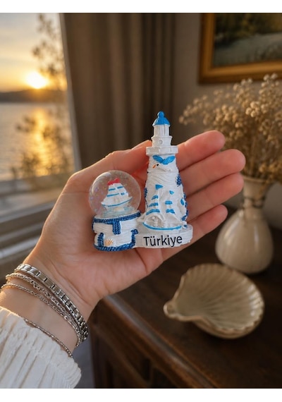 Deniz Feneri Kar Küresi Türkiye Hatırası Dekoratif Biblo Deniz Temalı Hediyelik Ürün