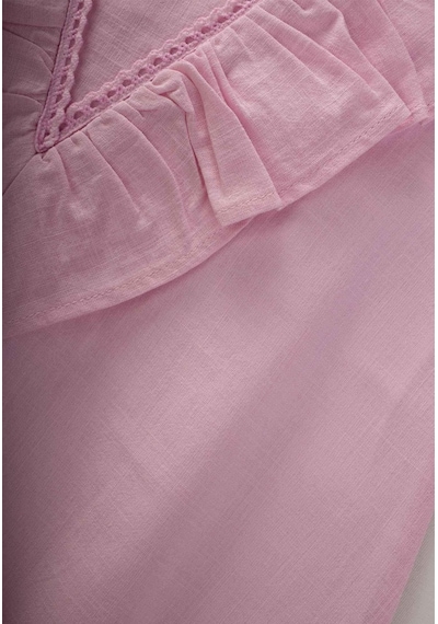 Cigit Etek Ucu Ve Arkası Dantelli Elbise 2-7 Yaş Pembe Pembe