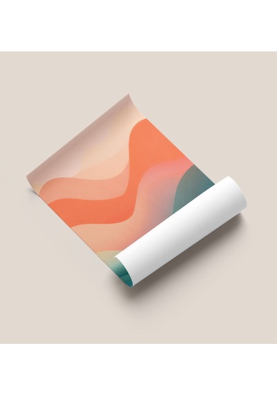 Çerçevesiz Poster, Dijital Baskı Soyut Renkli Dalgalar , Ofis Salon Oturma Odası Dekorasyon , Poster