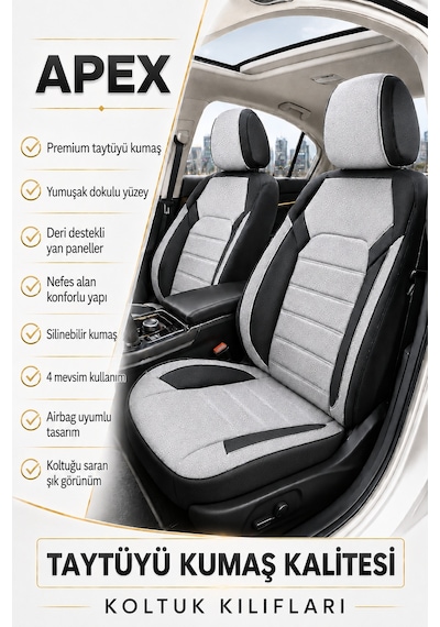 Renault Kadjar 2015-2022 Uyumlu Premium Tay Tüyü Oto Koltuk Kılıfı Airbag Uyumlu 2+1 Fermuarlı Kolçak Uyumlu
