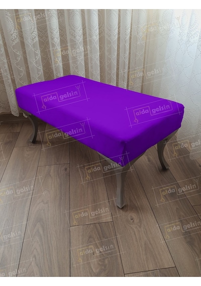Ayak Ucu Kapı Önü Antre Düz Bench Puf Orta Sehpa Gümüş Ayak 110 Cm Mor