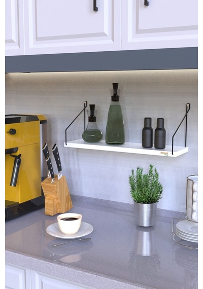 Duvar Rafı Kitaplık Mutfak Banyo Yaşam Alanı 15 X 55 Cm 1 Adet - Byz-syh Beyaz