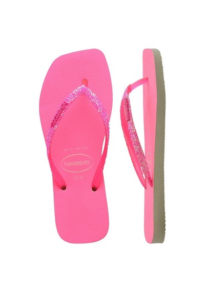 Square Glitter Neon Pink Kadın Terlik-4800 Neon Pink