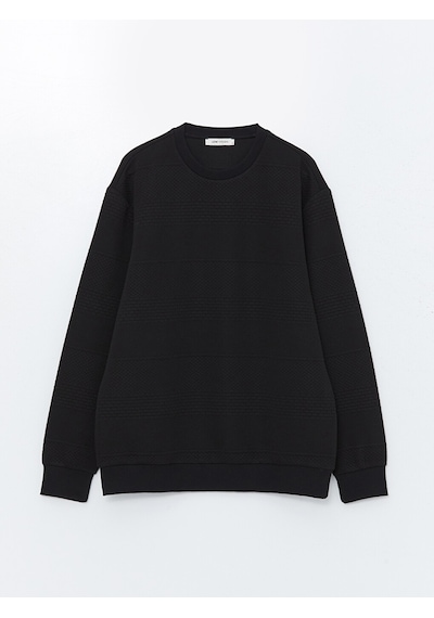 Lcw Vision Siyah Bisiklet Yaka Uzun Kollu Erkek Sweatshirt