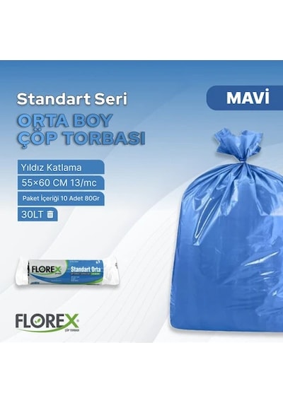 Vera Plast Çpş-0001 Orta Boy Mavi Çöp Poşeti 55 60 Cm 20 Rulo 50 Poşet 1000 Adet