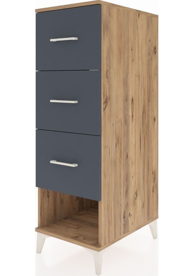 Kronos Dolap 3 Çekmeceli 44x59x134 Çam-antrasit Çam