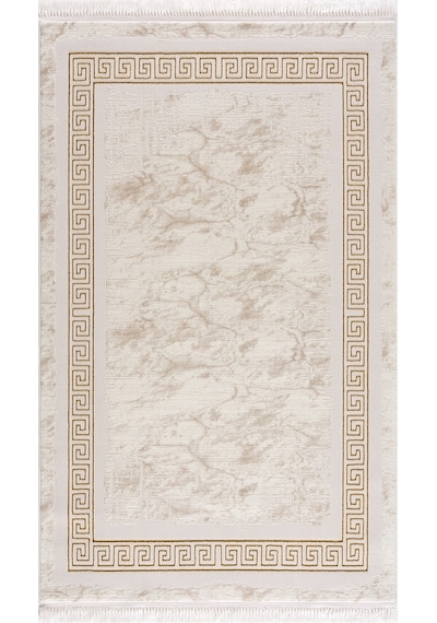 Efsun Krem Gold Modern Salon Ve Oturma Odası Halısı Krem