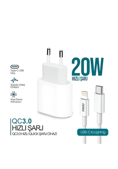 Phixi UPD4118L Ultımate 20W Lıghtnıng Hızlı Şarj Cihazı