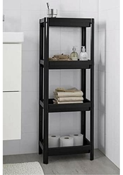 Omas Siyah Shelf Unit Banyo Rafı Mutfak Rafı Balkon Rafı Organizer Raf Dolap Diğer
