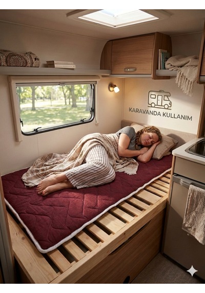 Zish Tekstil Flexı 5 Cm 140x200 Katlanır Kamp Yatağı Karavan, Misafir Ve Anne Yanı Yatağı Bordo
